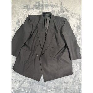 Gino Cappelli Mens Double-Breasted Black Blazer R48 Polyester Dry Clean Only